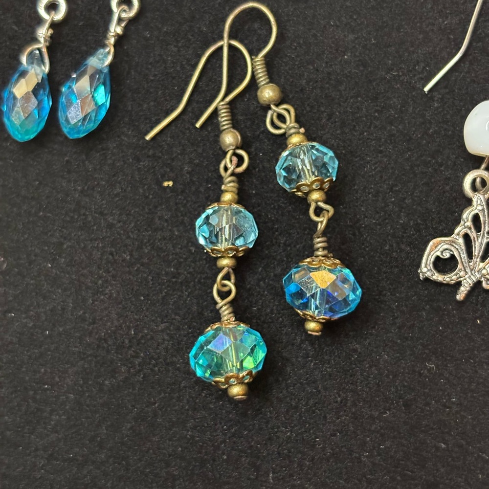 Vintage Silver/Blue Earrings (set of‎ 4) - Picture 3 of 5